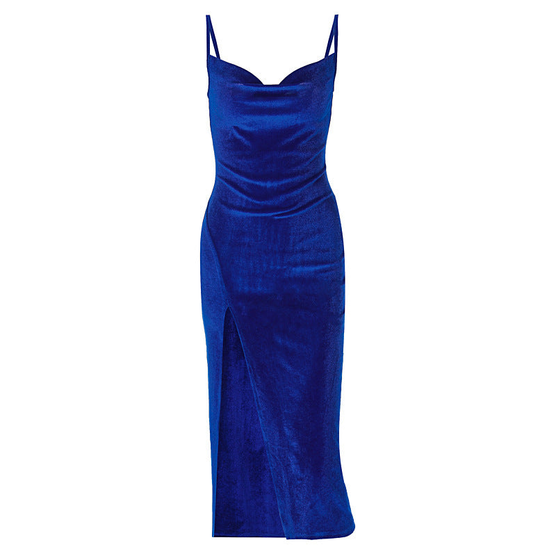 Velvet Off-Shoulder Bodycon Midi Dress