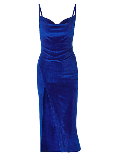 Velvet Off-Shoulder Bodycon Midi Dress
