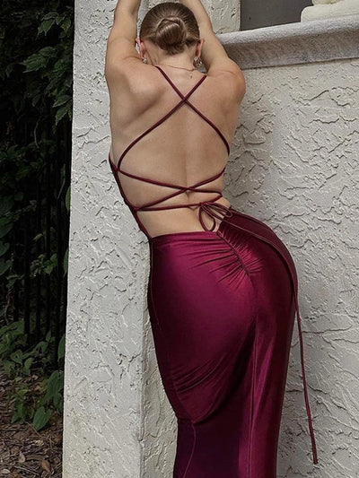 Sexy V-Neck Spaghetti Strap Club Dress