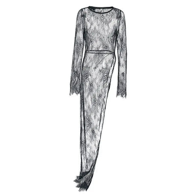 Black Lace High Street Evening Dress