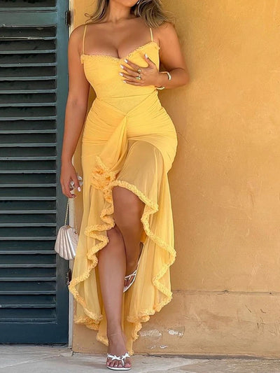Backless Pleated Summer Dress – Elegant & Sexy