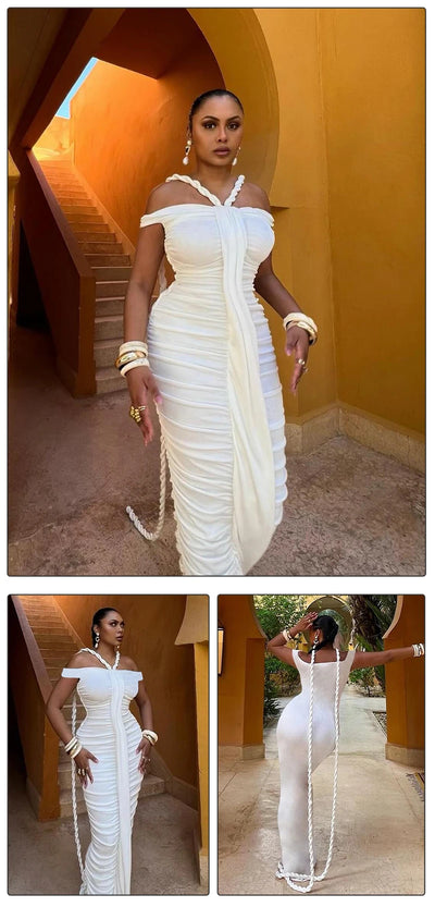 Off Shoulder Ruched Bodycon Dress – Elegant Evening & Party Gown