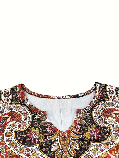 Retro Printed Long Sleeve Dress – Spring Casual Outfit