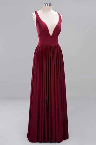 Split V-Neck Backless Evening Dress – Wedding & Party