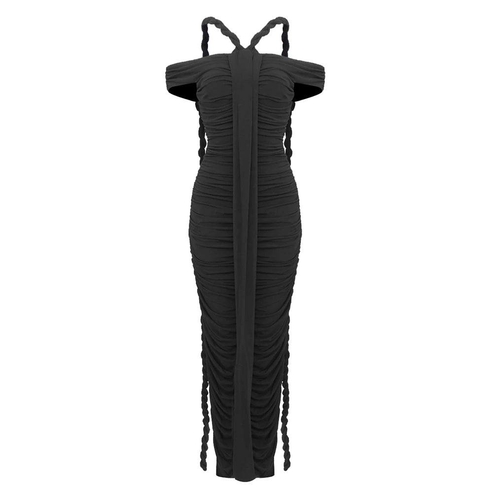 Off Shoulder Ruched Bodycon Dress – Elegant Evening & Party Gown