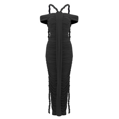 Off Shoulder Ruched Bodycon Dress – Elegant Evening & Party Gown