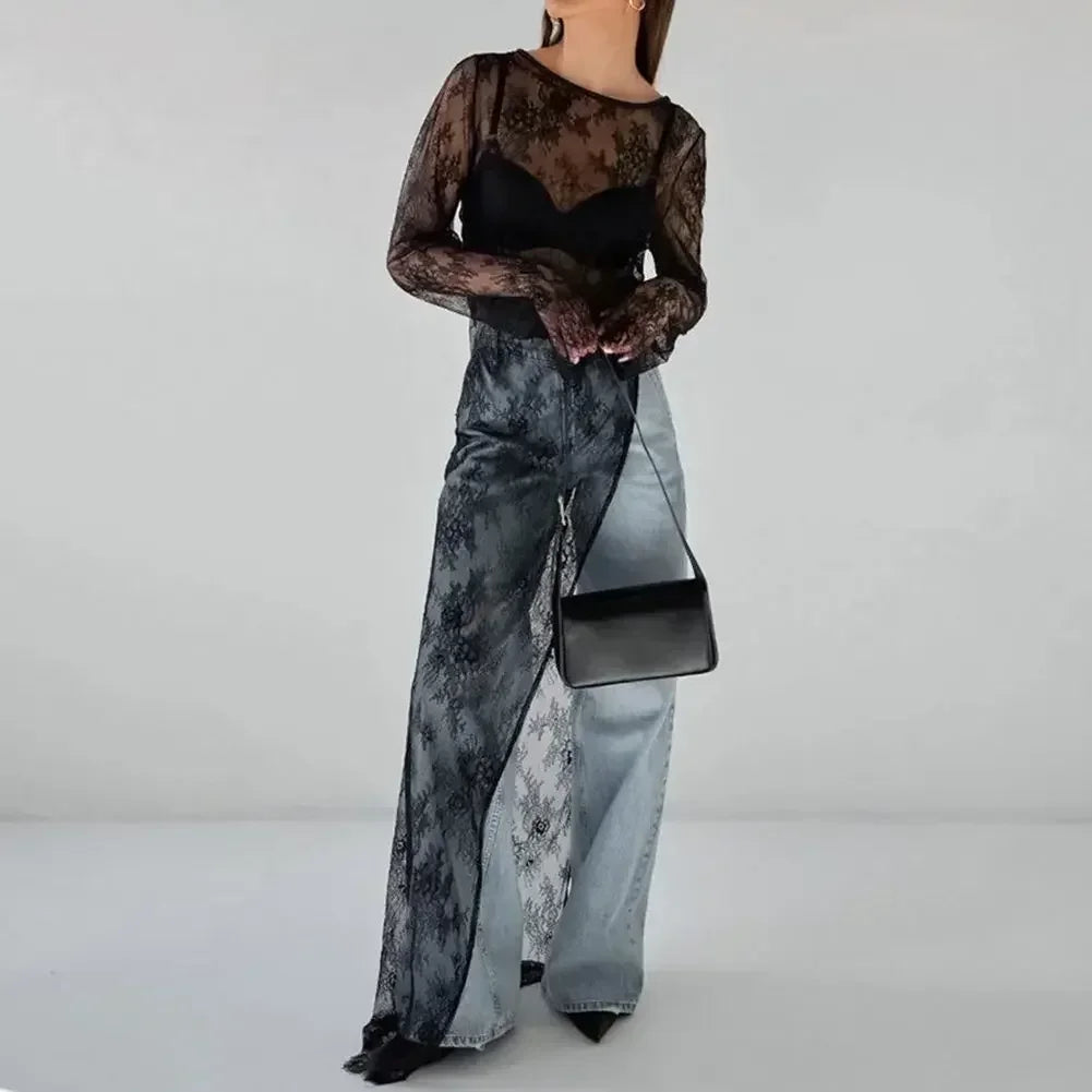 Black Lace High Street Evening Dress