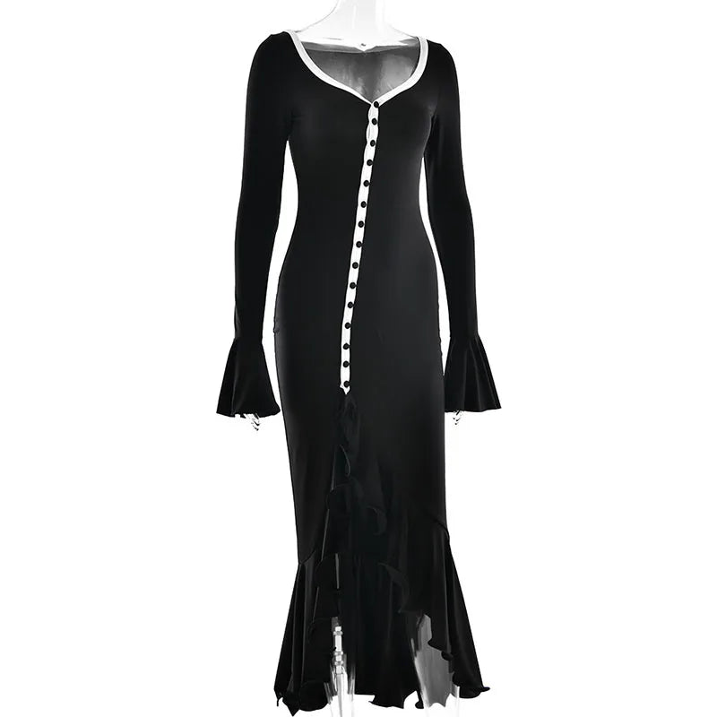 Deep V-Neck Bodycon Maxi Dress – Sexy Streetwear & Party Style