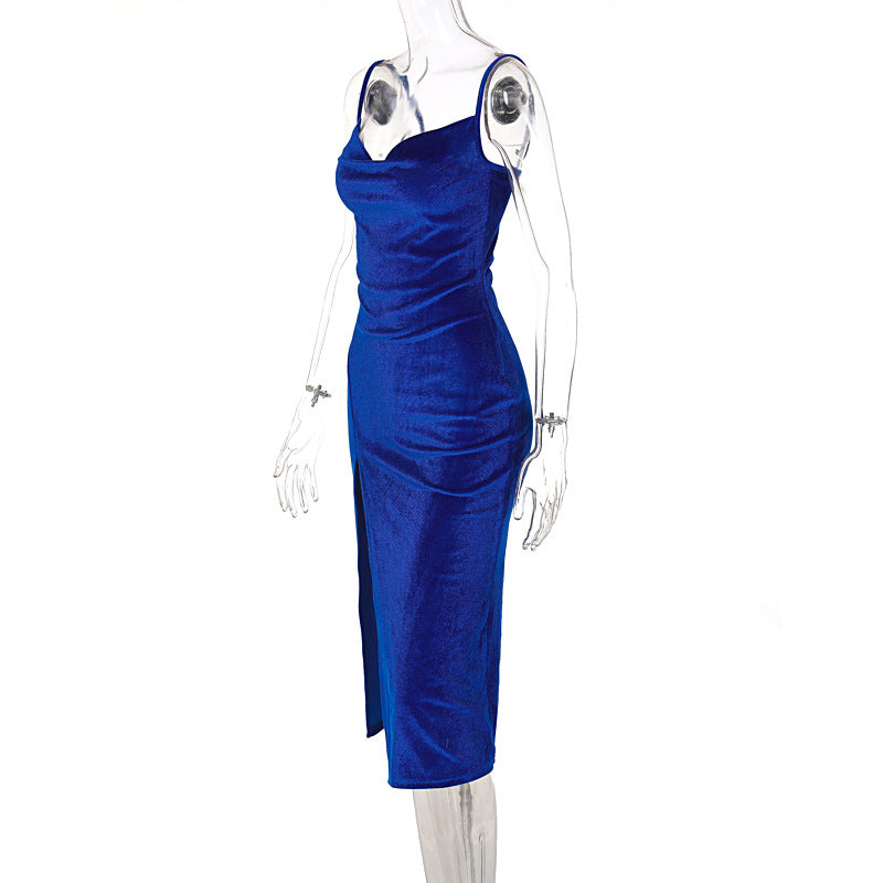 Velvet Off-Shoulder Bodycon Midi Dress
