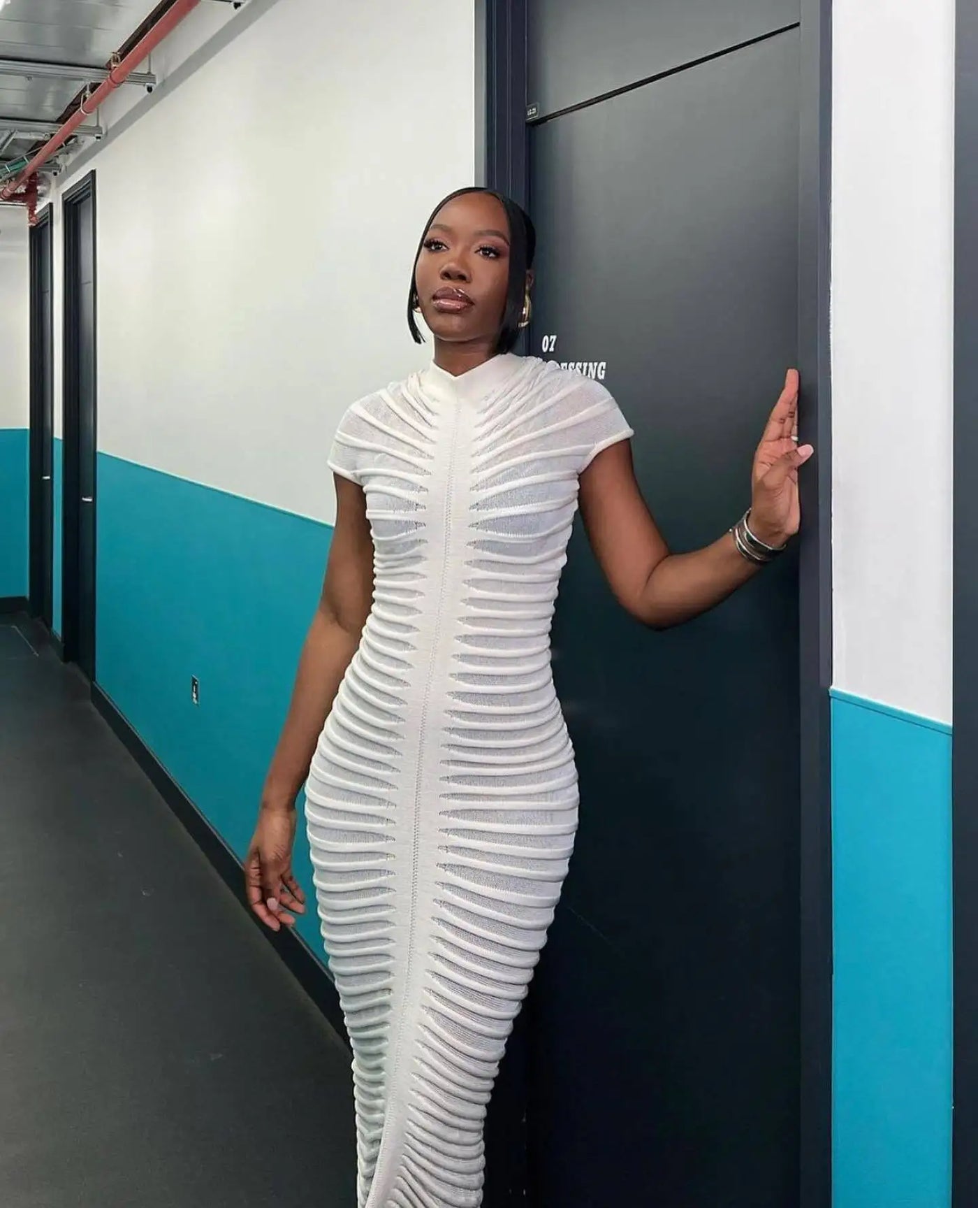 Short Sleeve Bodycon Maxi Dress – Elegant Summer Party Outfit