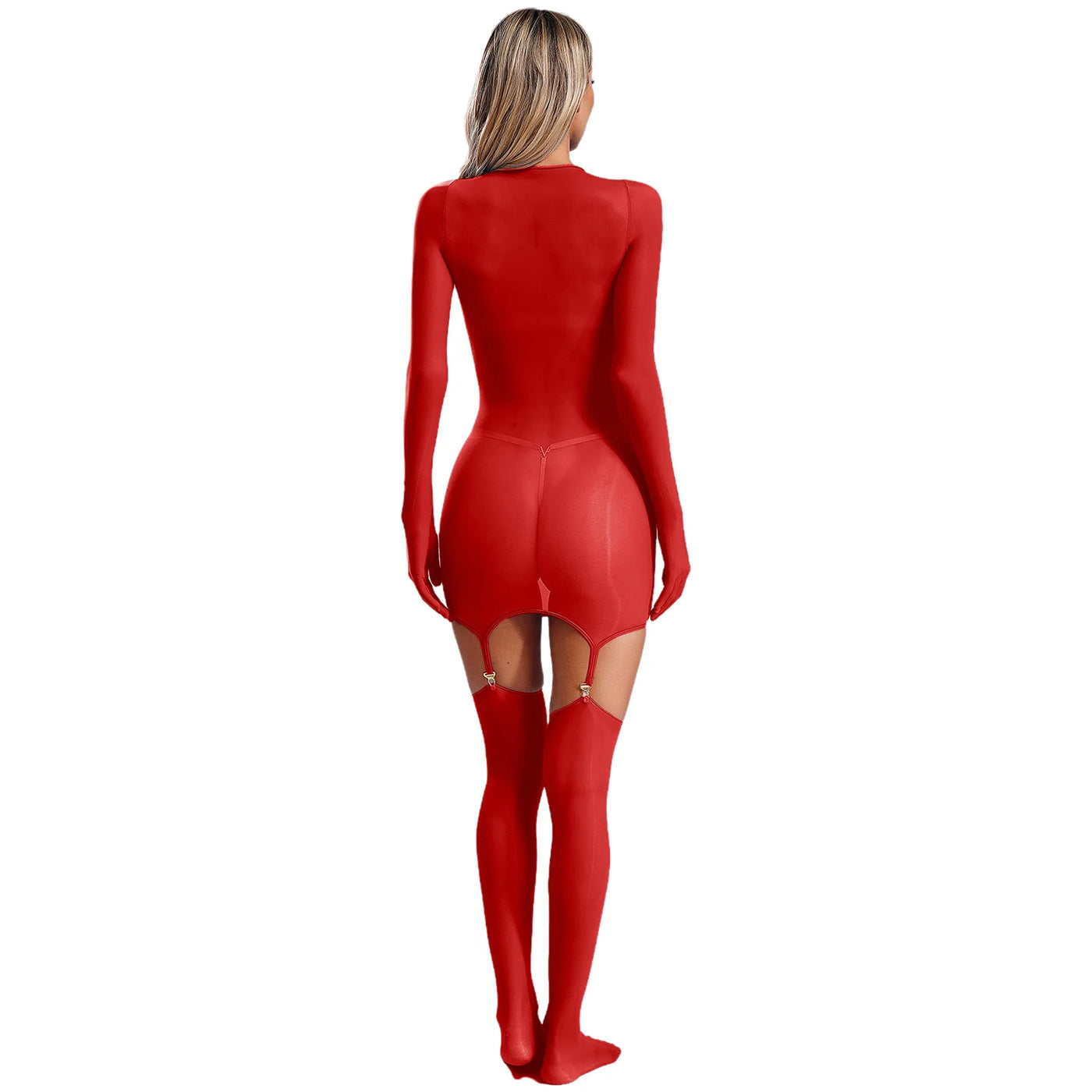 Sheer Long Sleeve Bodycon Dress – Club & Party Set with Stockings
