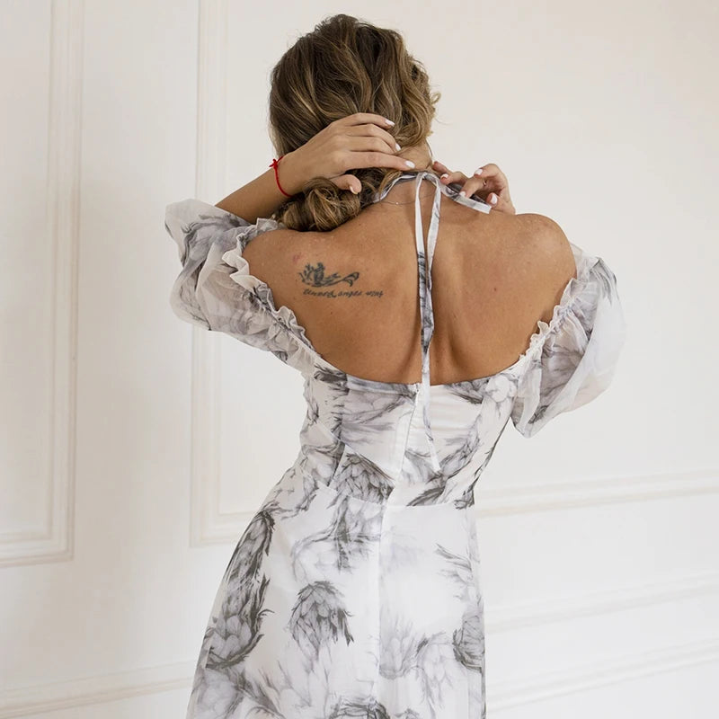 Backless Floral Bodycon Maxi Dress – Elegant Boho Summer Outfit