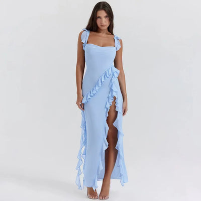 Backless High Slit Maxi Dress – Elegant Summer Party