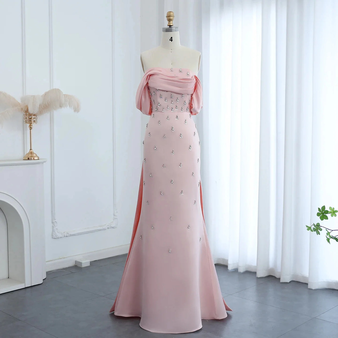 Custom Off-Shoulder Dubai Evening Gown