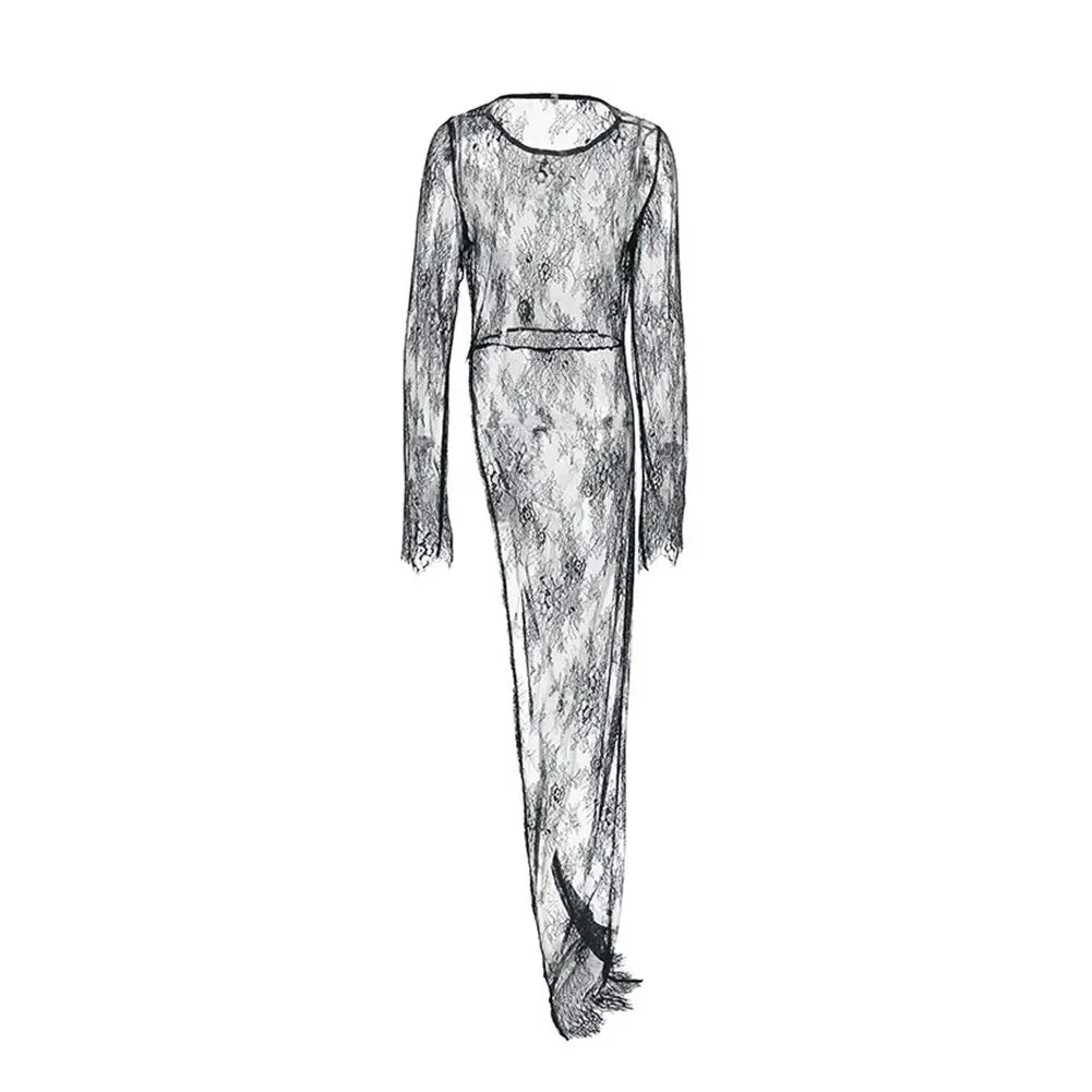Black Lace High Street Evening Dress