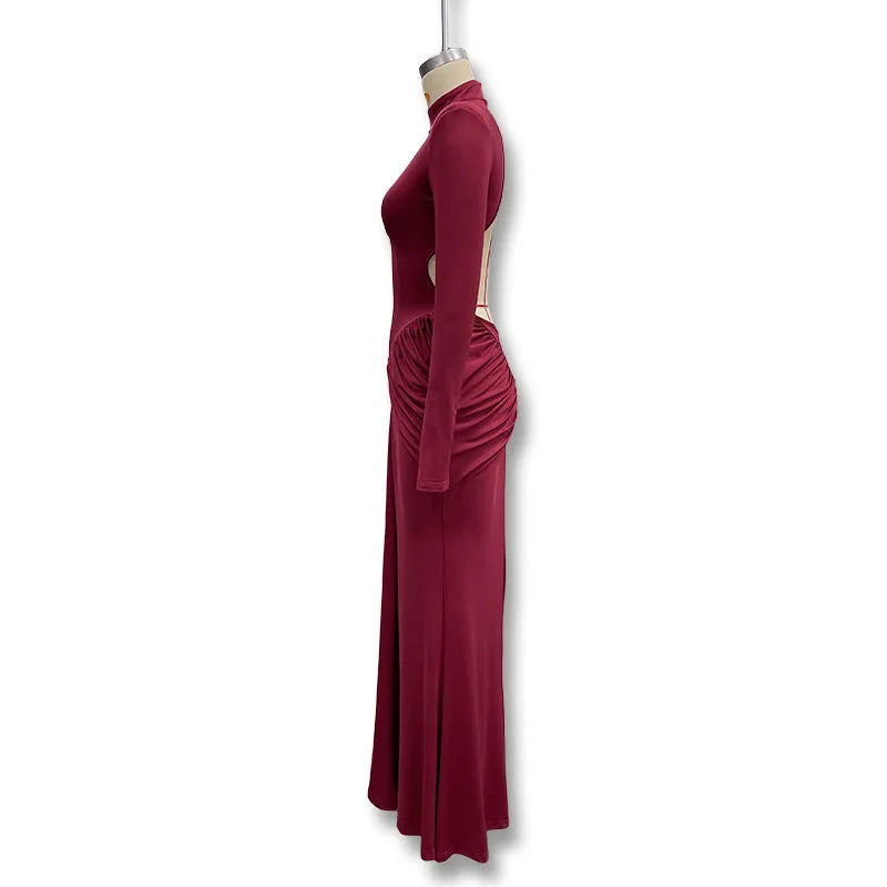 Backless Long Sleeve Bodycon Dress – Elegant Party Outfit