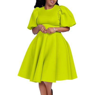 O-Neck Pleated Midi Dress – Elegant Party Outfit