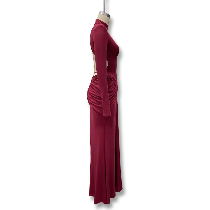 Backless Long Sleeve Bodycon Dress – Elegant Party Outfit