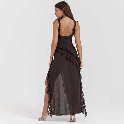 Backless High Slit Maxi Dress – Elegant Summer Party