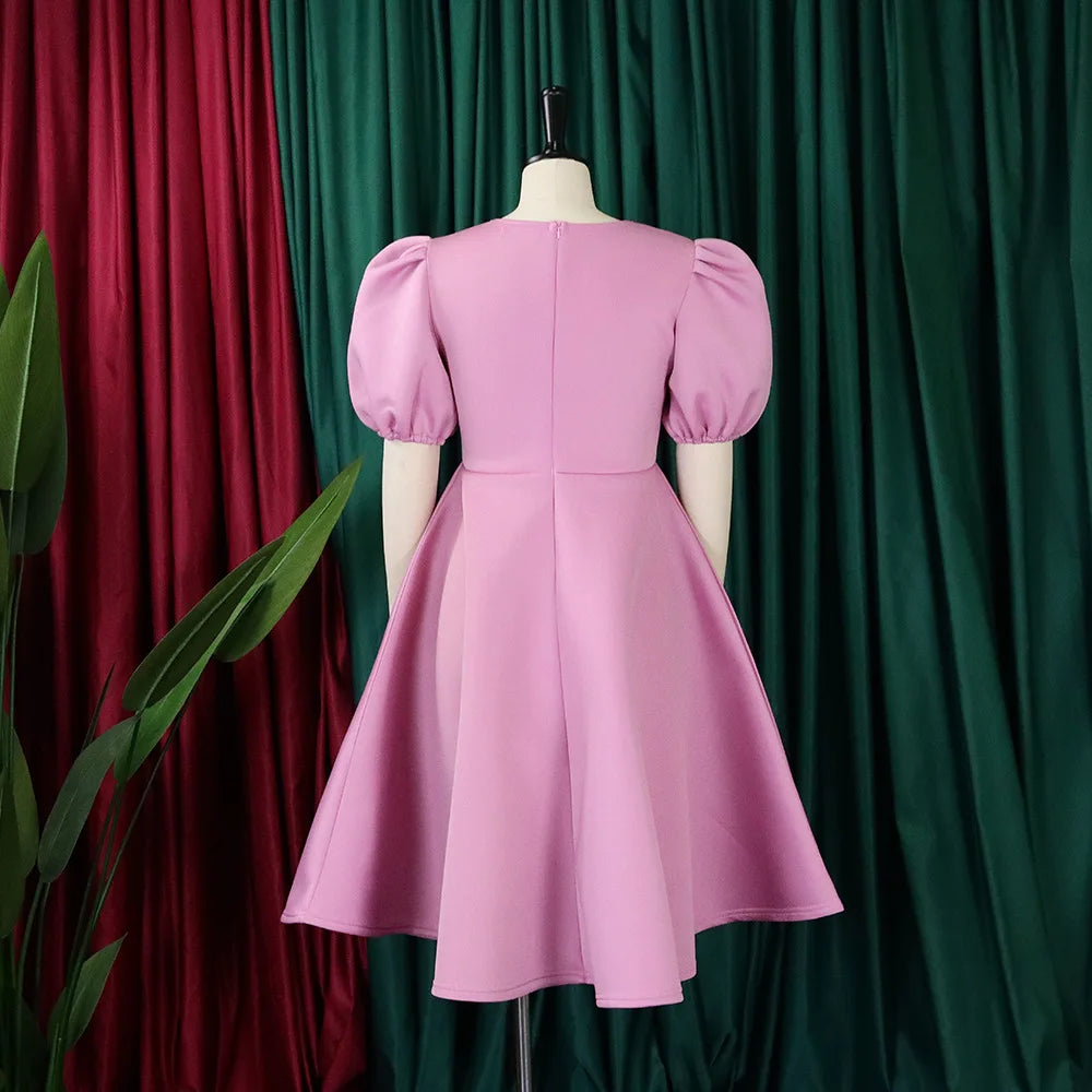 O-Neck Pleated Midi Dress – Elegant Party Outfit