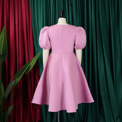 O-Neck Pleated Midi Dress – Elegant Party Outfit