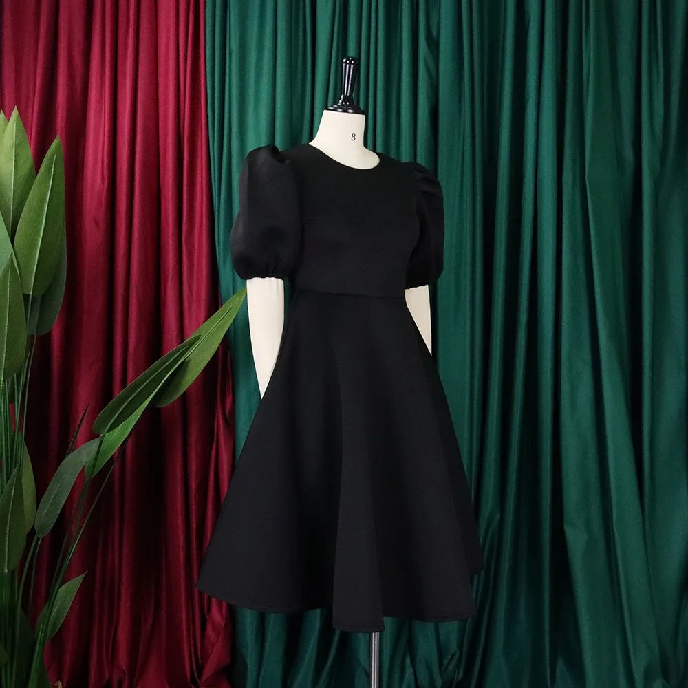 O-Neck Pleated Midi Dress – Elegant Party Outfit