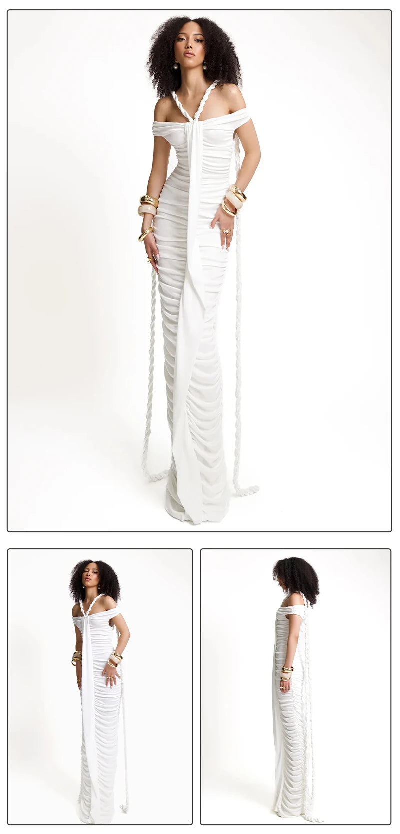 Off Shoulder Ruched Bodycon Dress – Elegant Evening & Party Gown
