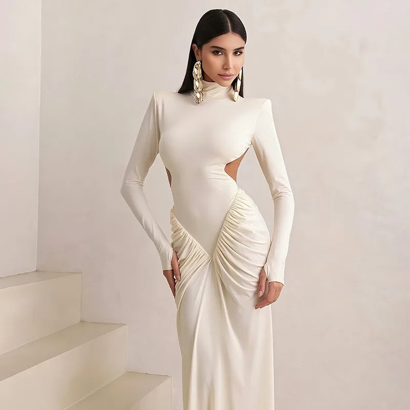 Backless Long Sleeve Bodycon Dress – Elegant Party Outfit