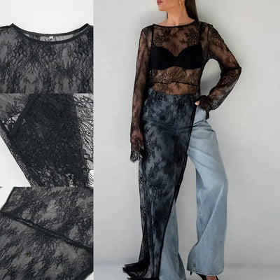 Black Lace High Street Evening Dress