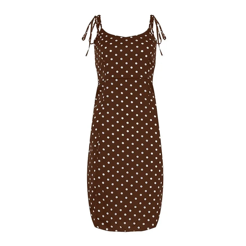 Polka Dot V-Neck Pleated Dress – Summer Beach Outfit
