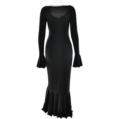 Deep V-Neck Bodycon Maxi Dress – Sexy Streetwear & Party Style