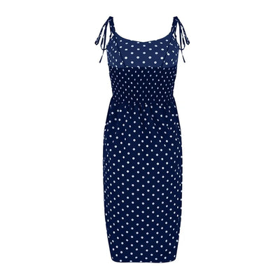 Polka Dot V-Neck Pleated Dress – Summer Beach Outfit