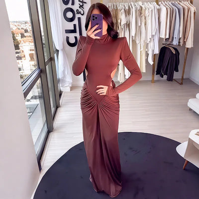 Backless Long Sleeve Bodycon Dress – Elegant Party Outfit