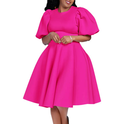 O-Neck Pleated Midi Dress – Elegant Party Outfit