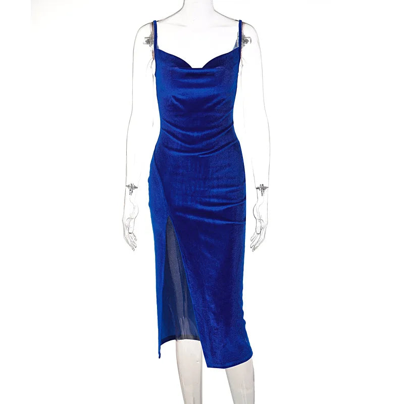 Velvet Off-Shoulder Bodycon Midi Dress