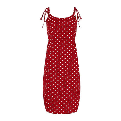 Polka Dot V-Neck Pleated Dress – Summer Beach Outfit