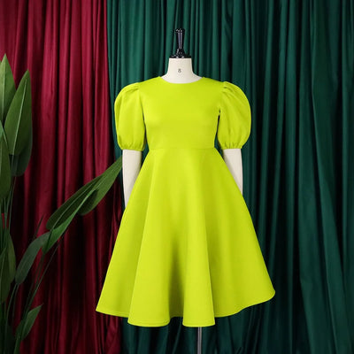 O-Neck Pleated Midi Dress – Elegant Party Outfit