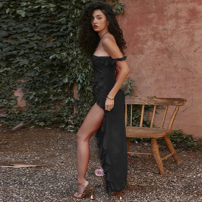Backless High Slit Maxi Dress – Elegant Summer Party