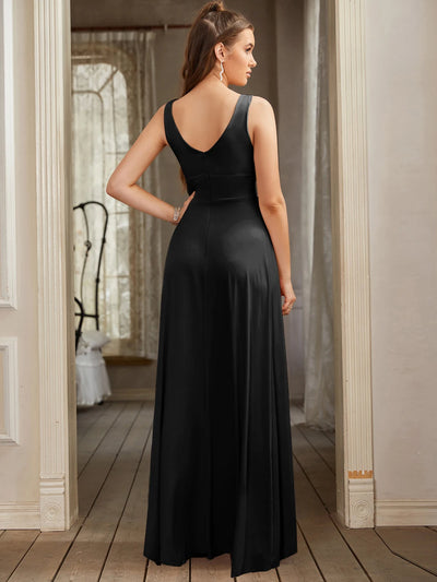 Split V-Neck Backless Evening Dress – Wedding & Party