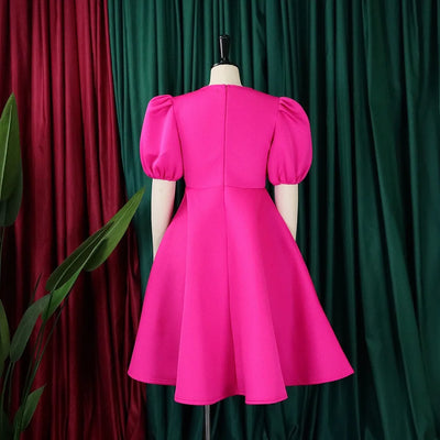 O-Neck Pleated Midi Dress – Elegant Party Outfit