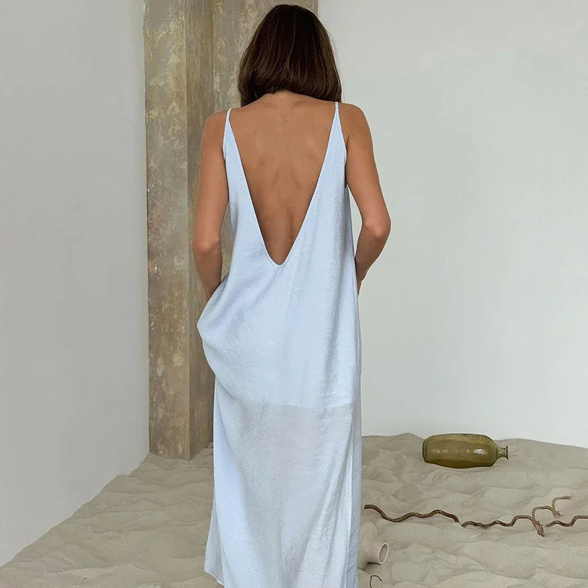 Sleeveless V-Neck Maxi Dress – Casual Summer & Spring Outfit