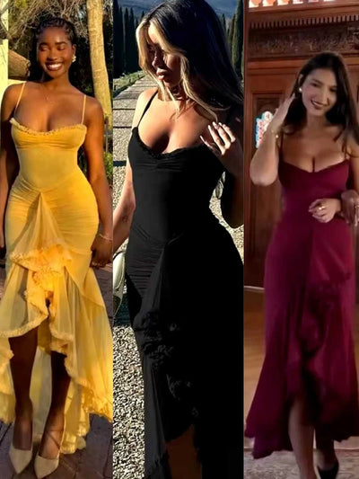 Backless Pleated Summer Dress – Elegant & Sexy