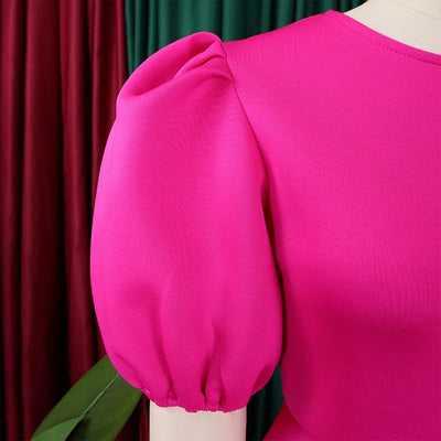 O-Neck Pleated Midi Dress – Elegant Party Outfit
