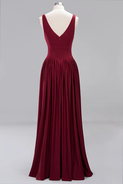 Split V-Neck Backless Evening Dress – Wedding & Party