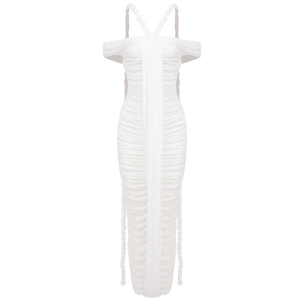 Off Shoulder Ruched Bodycon Dress – Elegant Evening & Party Gown