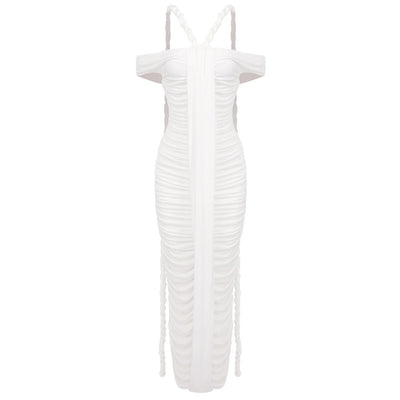 Off Shoulder Ruched Bodycon Dress – Elegant Evening & Party Gown