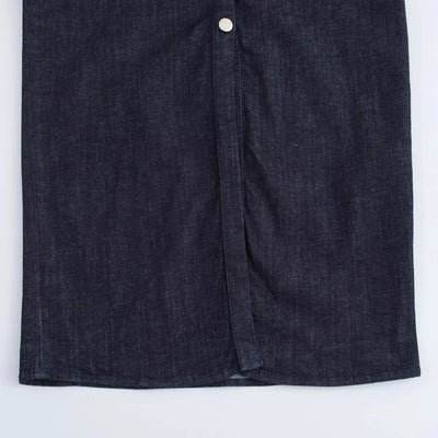 Ruched Denim Midi Dress – Casual Streetwear