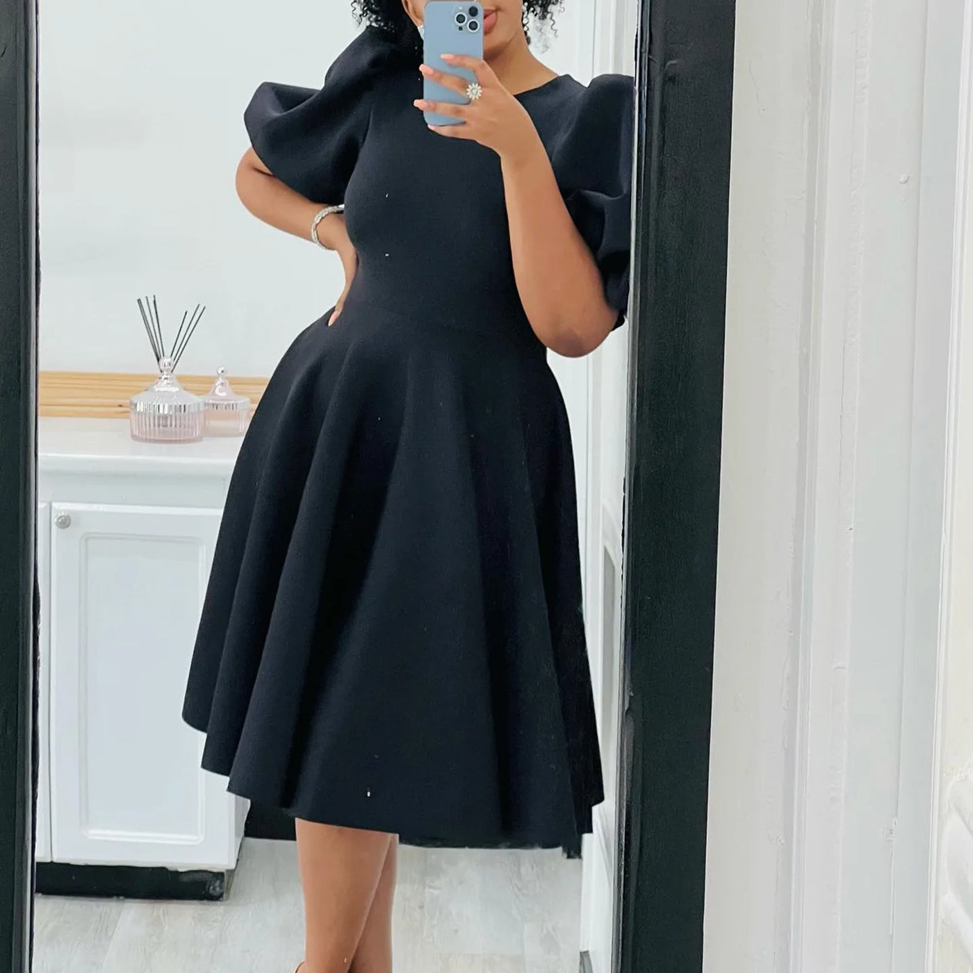 O-Neck Pleated Midi Dress – Elegant Party Outfit