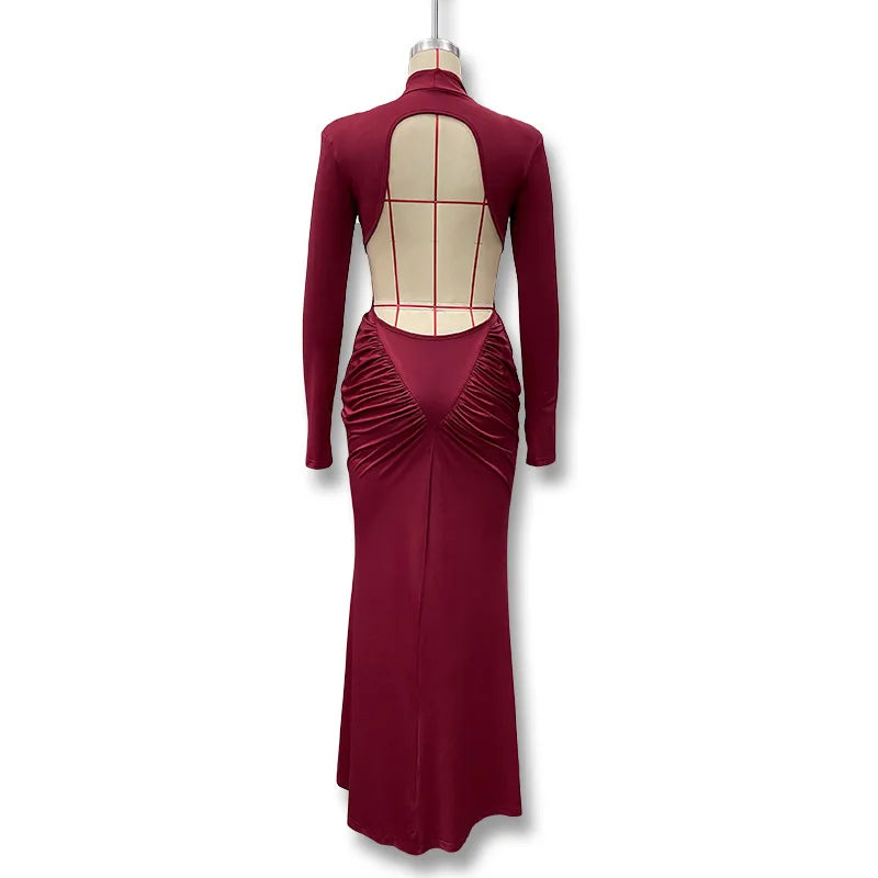 Backless Long Sleeve Bodycon Dress – Elegant Party Outfit