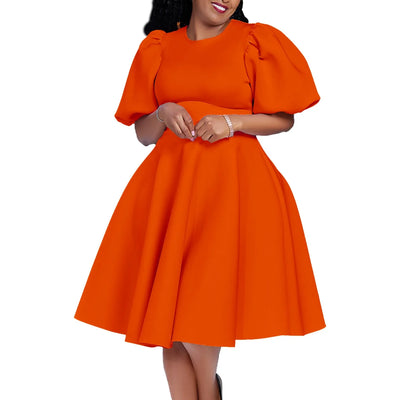O-Neck Pleated Midi Dress – Elegant Party Outfit